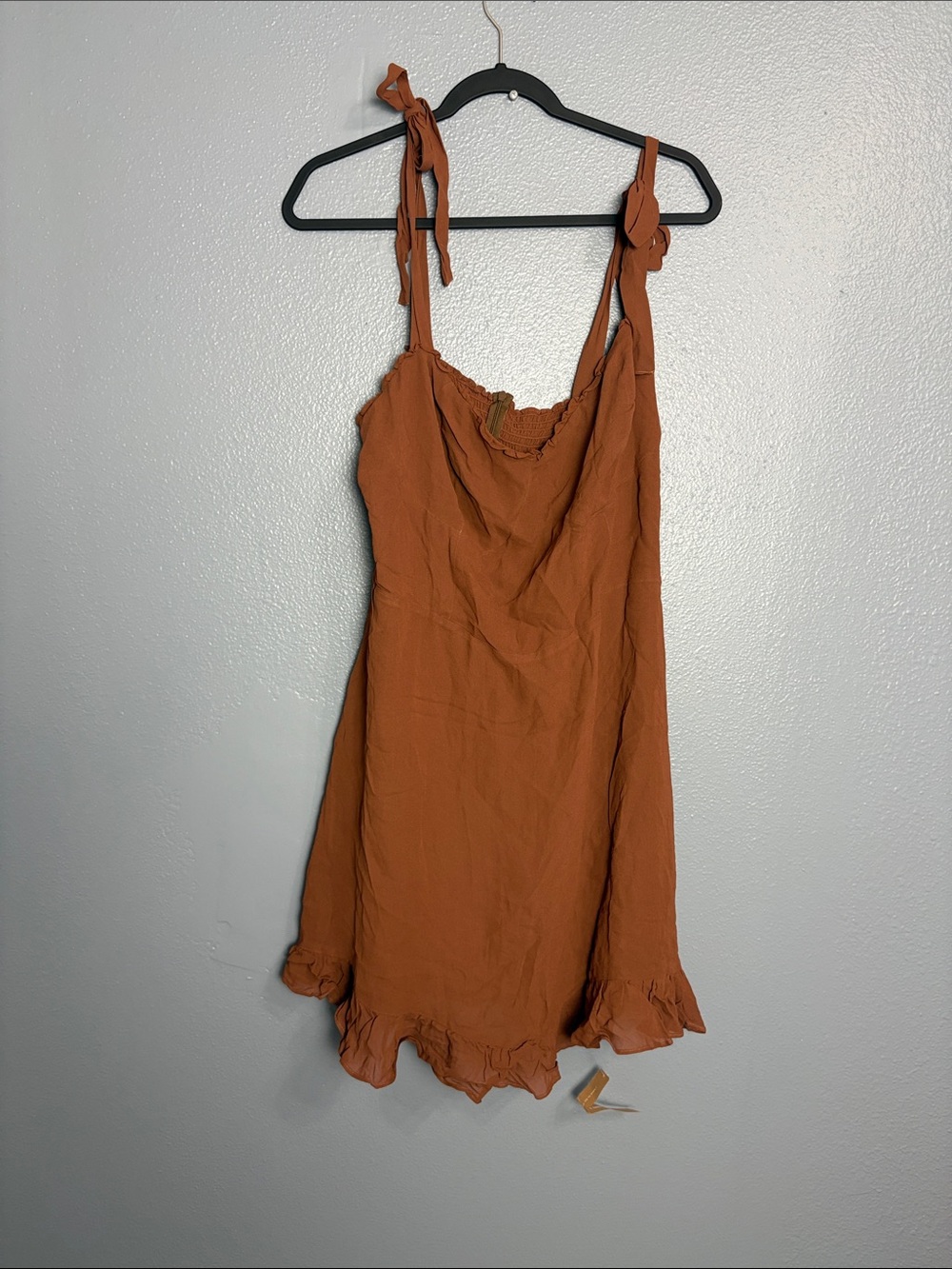 Reformation Rust-Orange Tie Strap Mini Dress